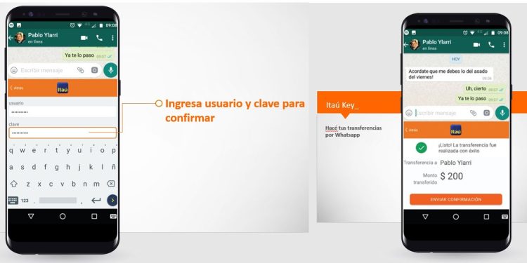 Transferencia de dinero a través del WhatsApp